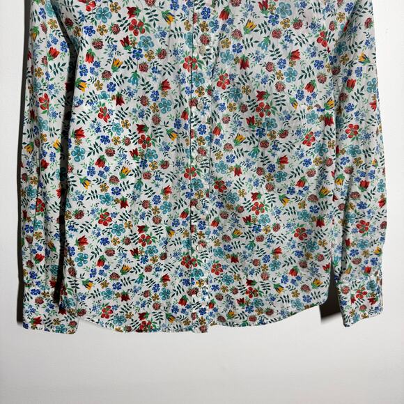 Liberty Arts Fabric J.Crew Top Women 2 Floral Cotton Preppy Button Up Blouse - Picture 4 of 8